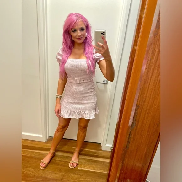 ***SOLD*** 💅🏼💗 Pink Gingham Puff Sleeve Mini Dress 💗💅🏼 Size Small (8) EUC - Picture 14 of 14